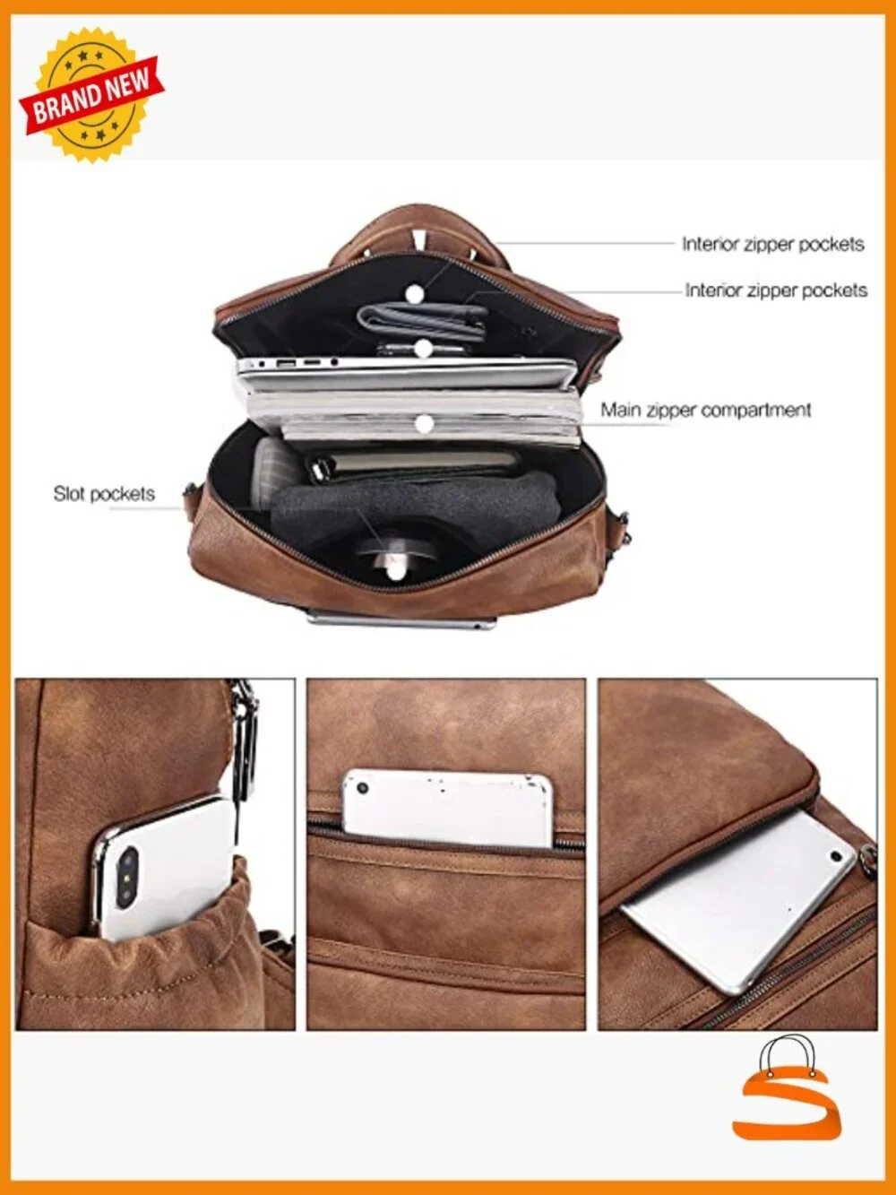 Large Leather Fashion Backpack Purse Women Travel Convertible Shoulder Bag